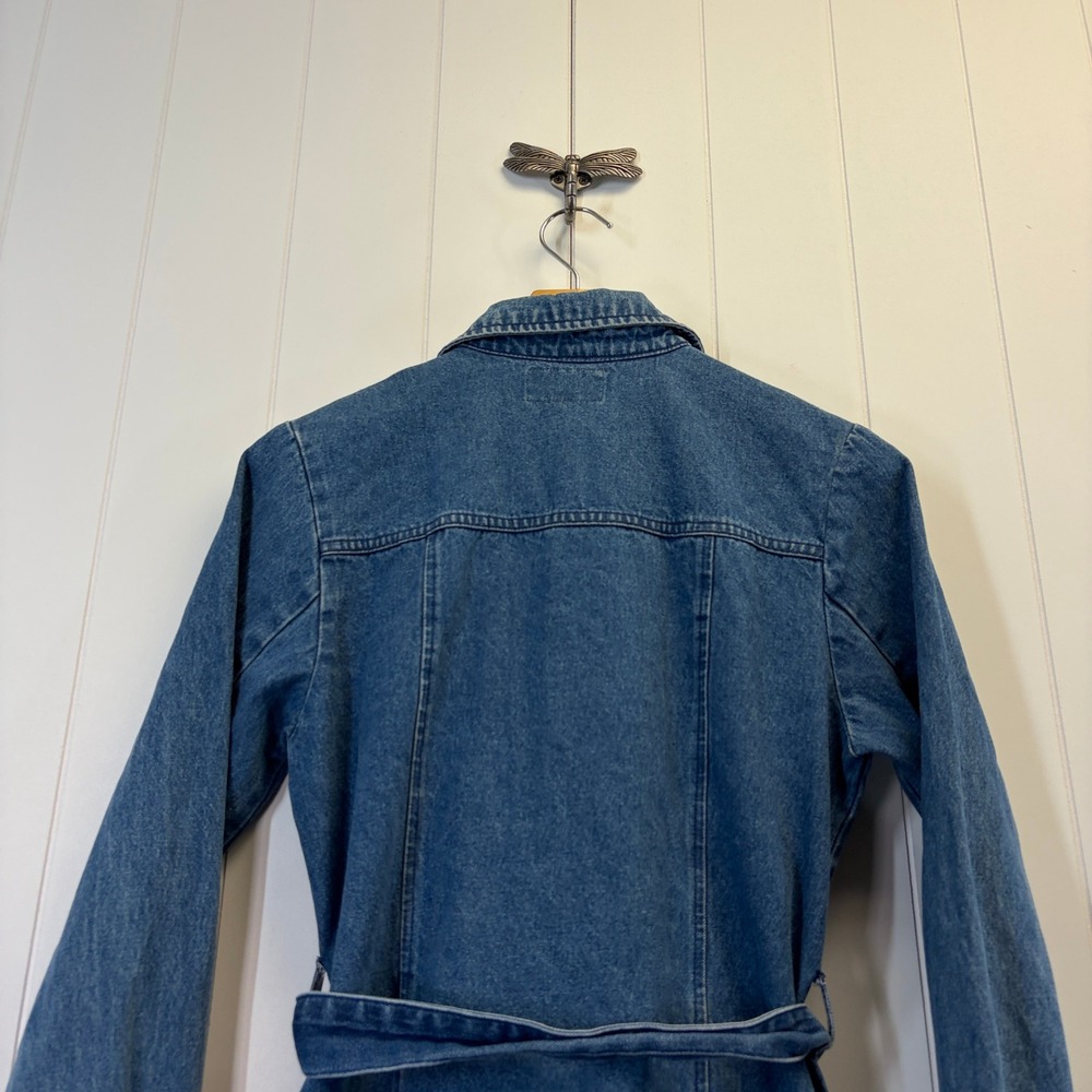Vintage Marcelle Renee Y2K Denim Front Zip Mini Dress Women Size M Western Chic - Picture 9 of 10